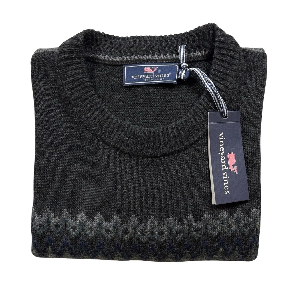 Vineyard Vines Mens Sweater Large Fair isle Crew Merino Wool Alpaca NWT $168 544